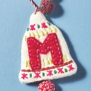 NWT Anthropologie Snow Day Monogram Felt Christmas Tree Ornament Letter M